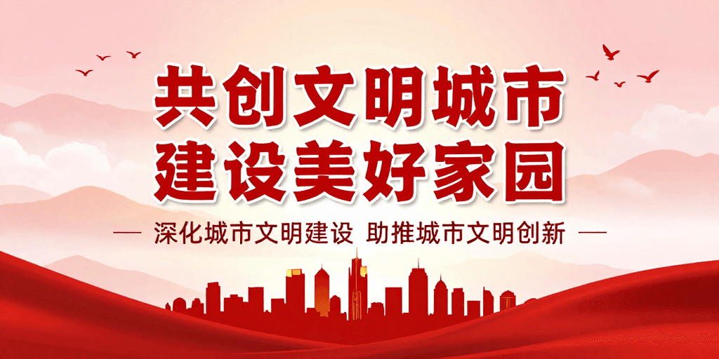 城市景观素材：红色文明共建海报 现代正能量宣传