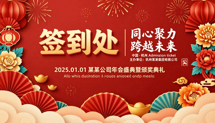 喜庆背景素材：红色喜庆中国风年会签到处背景海报
