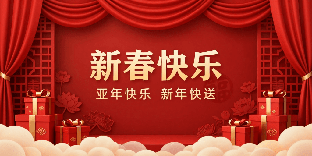 春节庆典素材：喜庆中国风春节庆典舞台海报设计