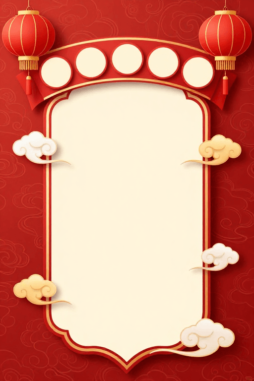 喜庆中国风素材：喜庆中国风朱红金黄背景设计