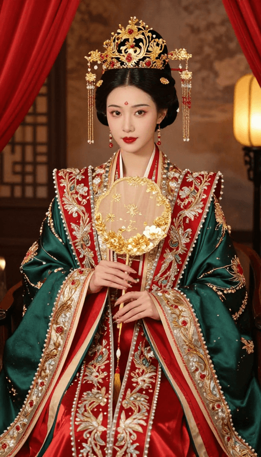 红绿配色素材：华服佳人：红绿金配古典婚服艺术写真