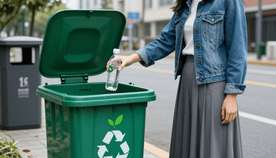 城市街头素材：环保行动：女性街头回收日常