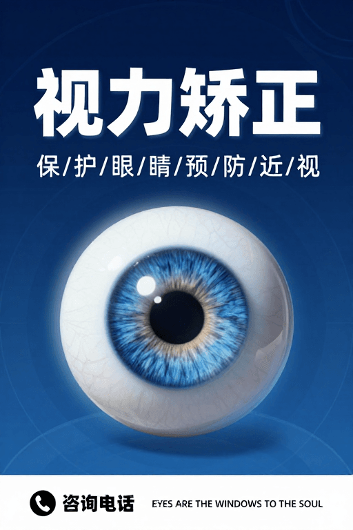 蓝白配色素材：科技感视力矫正服务宣传图