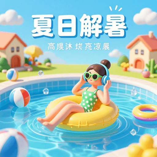 促销推广素材：夏日清凉派对：3D泳池少女乐享时光