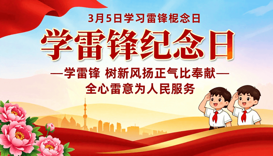 红色海报素材：学习雷锋纪念海报 红黄鲜明庄重热烈