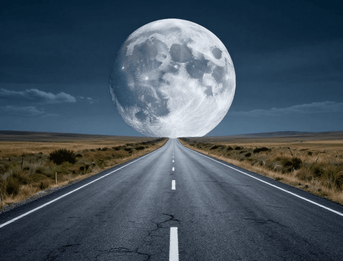 公路风景素材：月影公路：未来科幻风景摄影