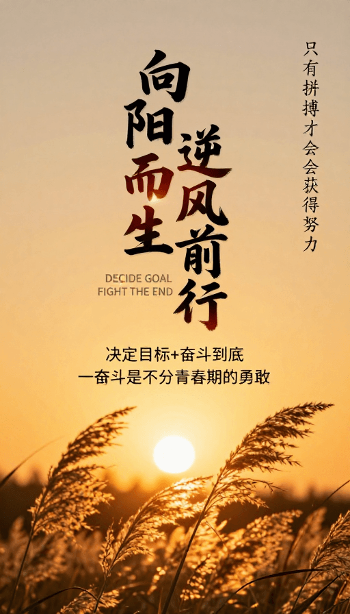 励志摄影素材：逆风生长的金色芦苇诗：向阳而行的励志艺术海报