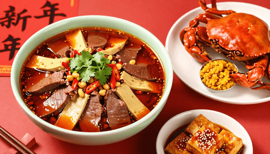 新年美食素材：新春团圆：暖光镜头下的川渝年味盛宴