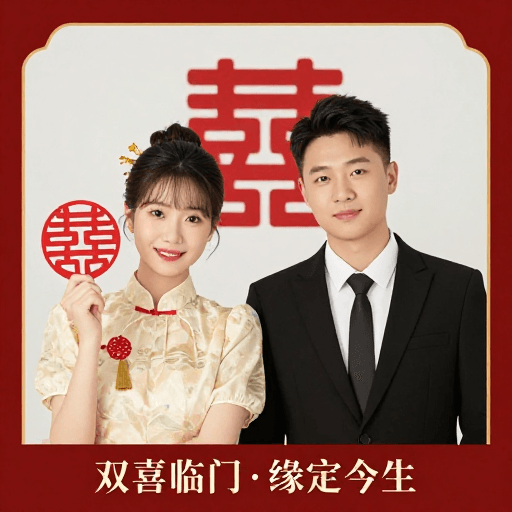 中式婚礼素材：双喜临门·缘定今生：中式浪漫婚礼祝福