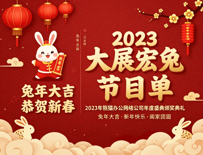 新春祝福素材：兔年大吉 2023新春庆典海报