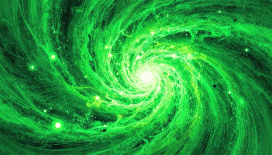 抽象艺术素材：超现实宇宙大爆炸：荧光绿光影下的怪诞抽象艺术
