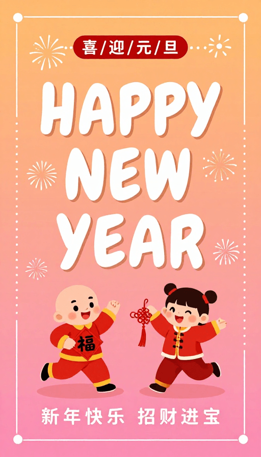 节日氛围素材：新春佳节插画：传统与现代融合的欢乐画面