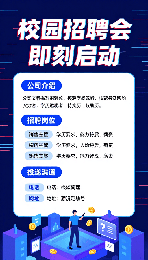校园招聘会素材：科技感校园招聘会动态海报设计