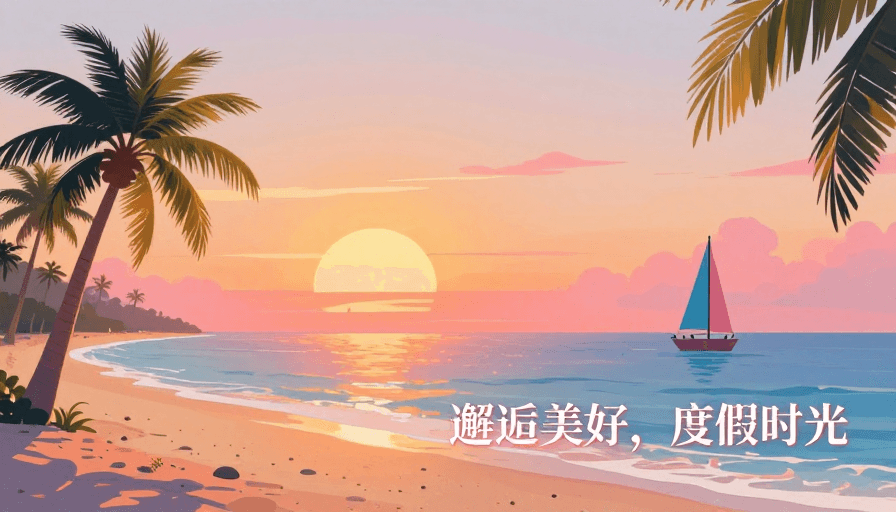 帆船航行素材：浪漫海滩夕阳邂逅美好度假时光