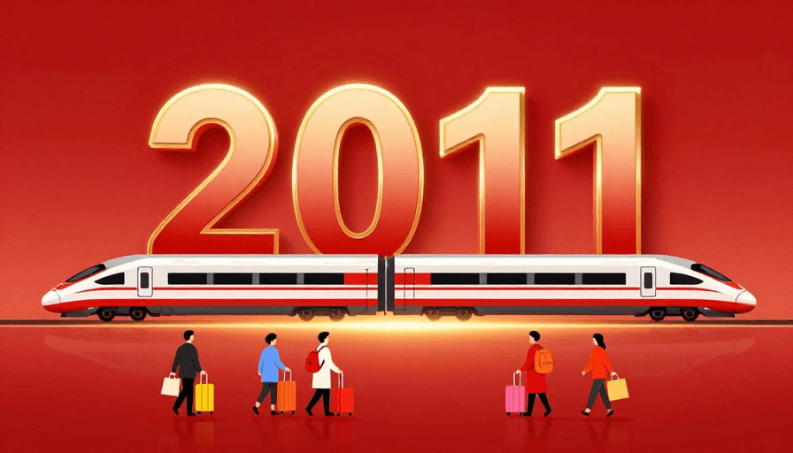 旅行启程素材：2011新年启程·高铁出行插画
