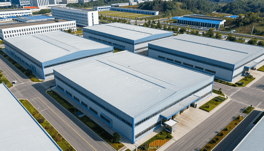 全景视角素材：现代化工业园区冷灰蓝调高清全景摄影