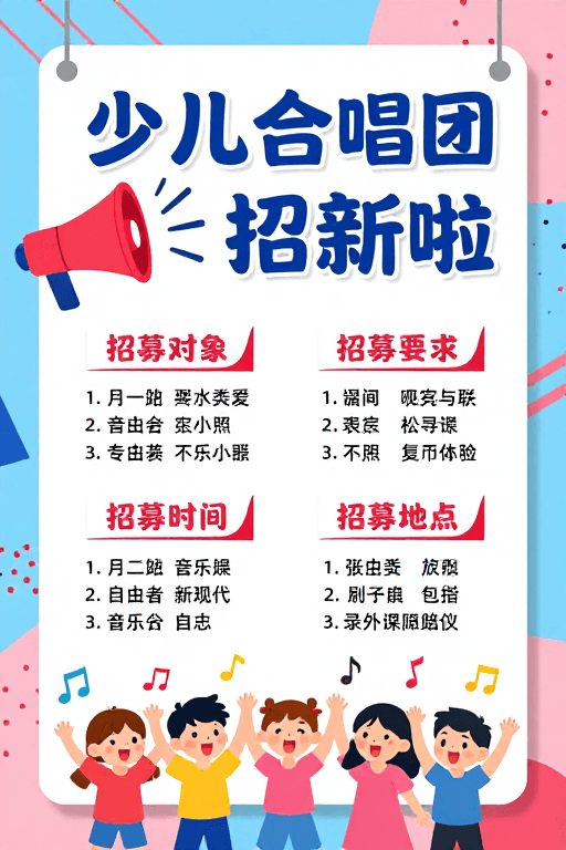 几何装饰素材：童趣活力：少儿合唱团招新海报设计