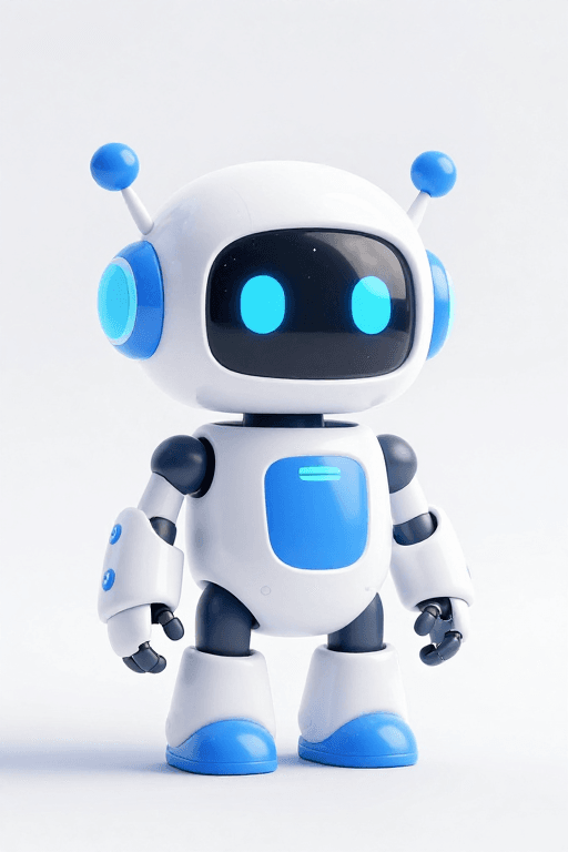 3D卡通风格素材：蓝白卡通机器人C4D艺术渲染