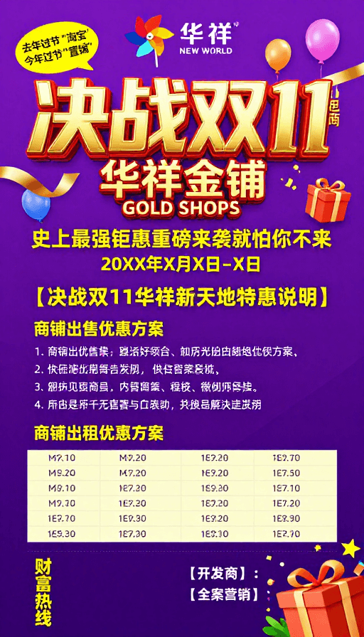 视觉营销素材：华祥双11钜惠海报：决战新天地