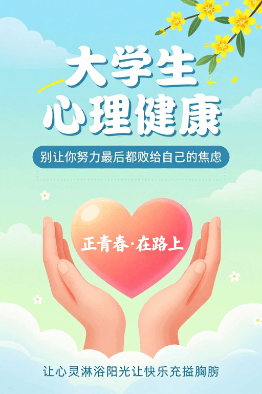 大学生主题素材：清新治愈大学生心理健康海报设计