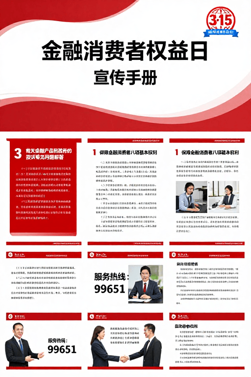 信息可视化素材：金融消费者权益日红白主调宣传手册设计