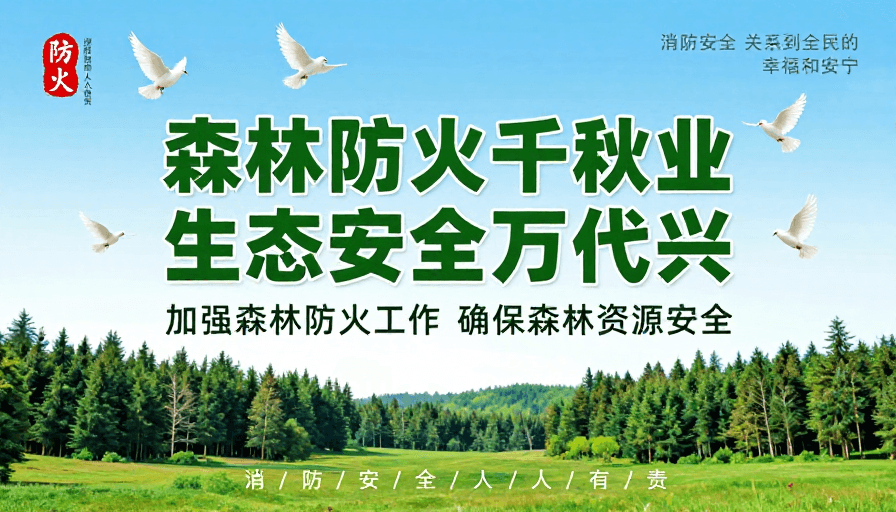 公益海报素材：森林防火与生态保护：庄重公益海报