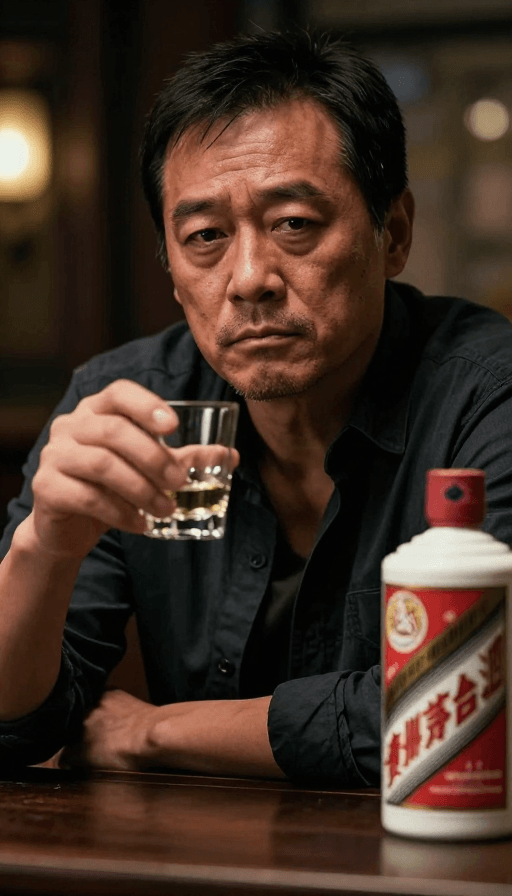 实景照片素材：中年男人的孤独与坚持：酒吧里的沉思时刻