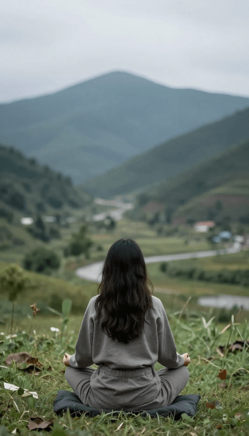 摄影素材：山谷禅定：宁静悠闲的冥想时刻