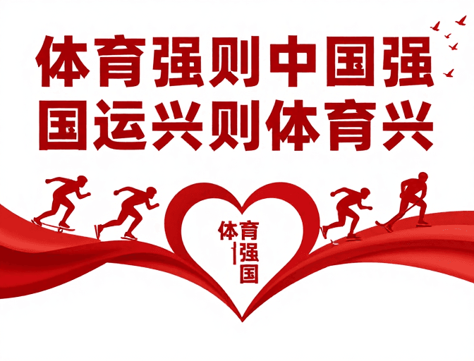 运动元素素材：红色动感海报：体育强国与国运兴