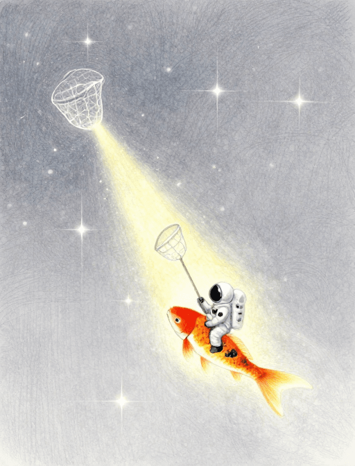 丁达尔效应素材：宇航骑锦鲤捞星辰，丁达尔光晕治愈宇宙漫游
