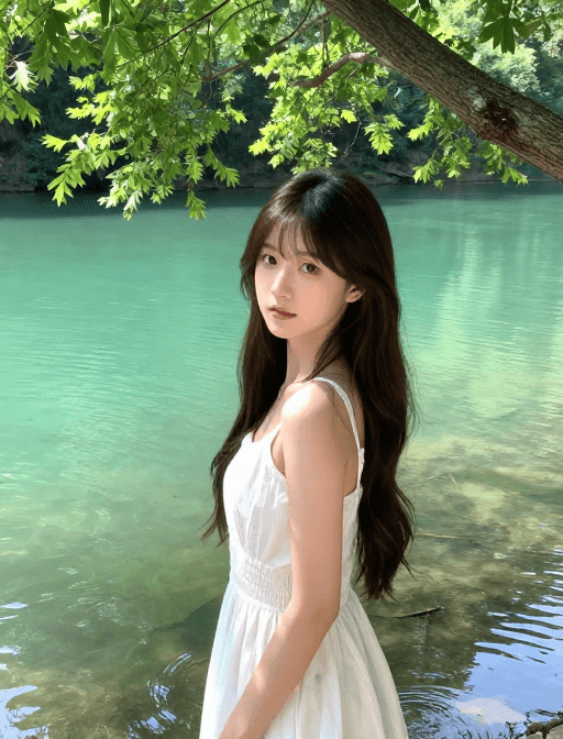 人像摄影素材：清丽山水间的东方美人