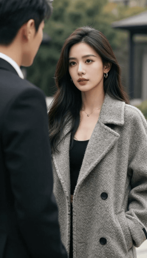 高清实拍素材：现代情侣庭院对话：妩媚美女与绅士风采