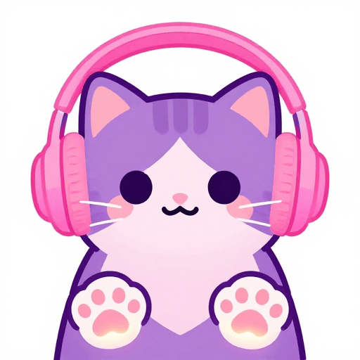 发光肉垫素材：霓虹粉发光的猫脸头像，萌趣可爱设计