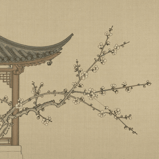 传统国画素材：明代工笔梅花图：细腻线条与留白之美
