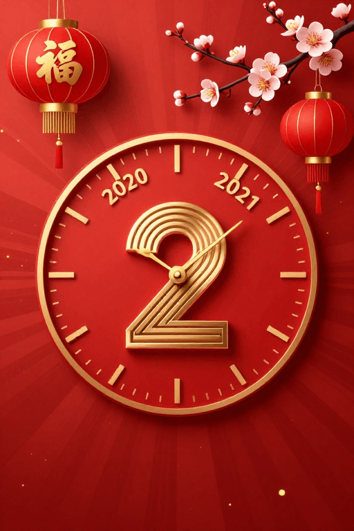 喜庆春节素材：2020至2021新年喜庆倒计时中国风背景图
