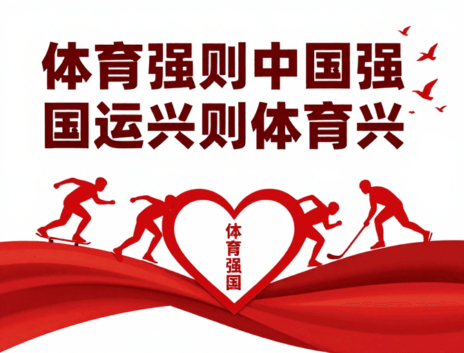 矢量设计素材：体育强则中国强：爱国运动精神红色海报设计
