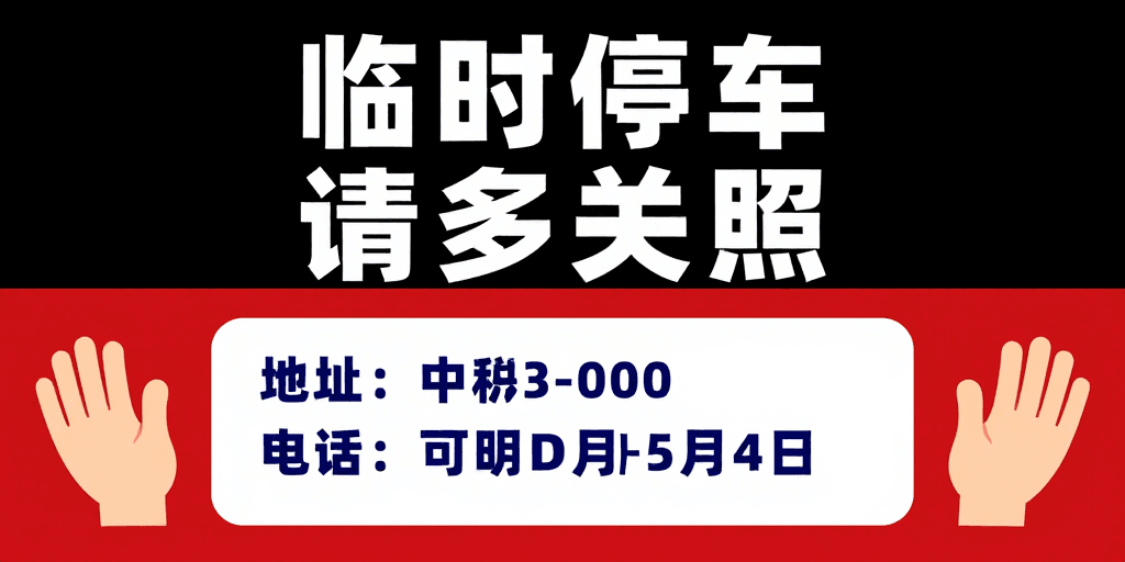 高对比度设计素材：高对比度友好临时停车提示海报设计