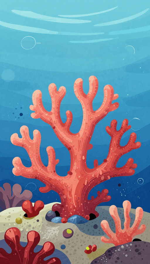 海洋生物素材：绚丽珊瑚艺术插画