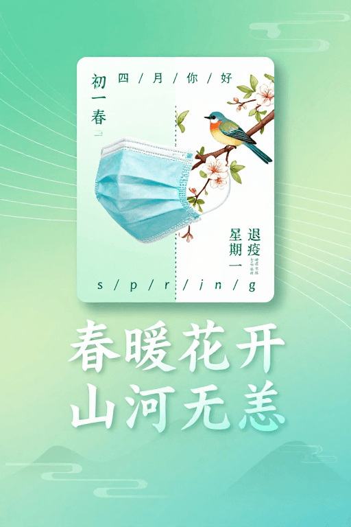 公益海报素材：春日防疫 · 生机复苏：东方诗意现代设计
