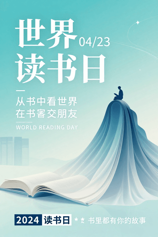 梦幻渐变素材：世界读书日：书海星辰下的阅读之旅
