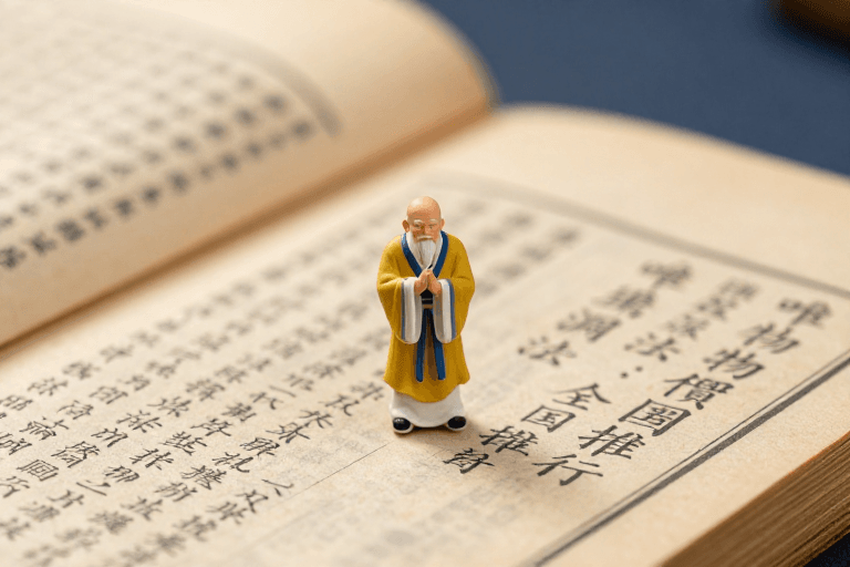 教育广告素材：古籍微雕：白须老者与历史文字交融