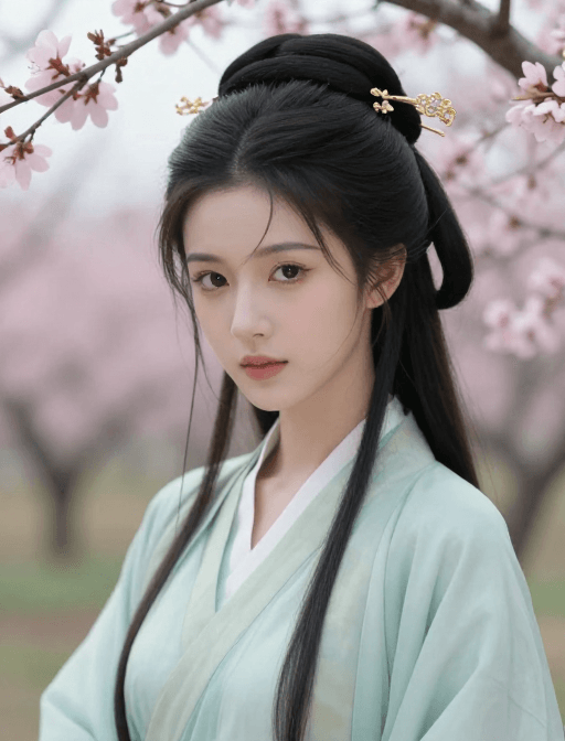 童话素材：古韵桃林·玉骨少女的唯美国风近照