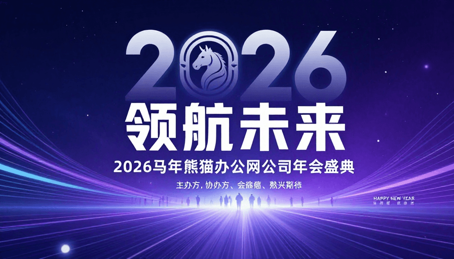 科技感海报素材：未来科技领航：2026马年公司年会盛典现场