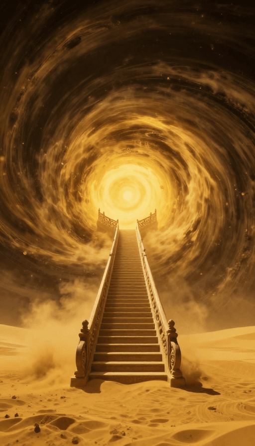 奇幻艺术素材：幻云漩涡中直通天界的华丽阶梯