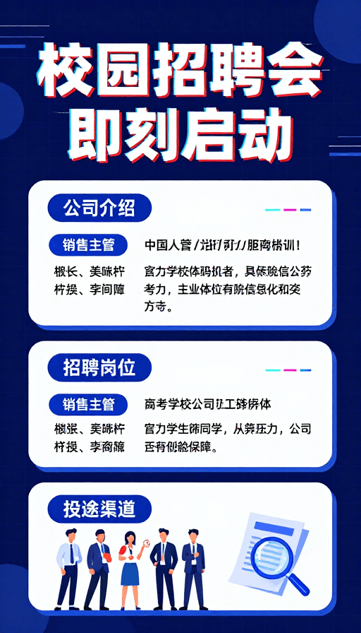 现代商务素材：科技风校园招聘会海报：现代设计启幕