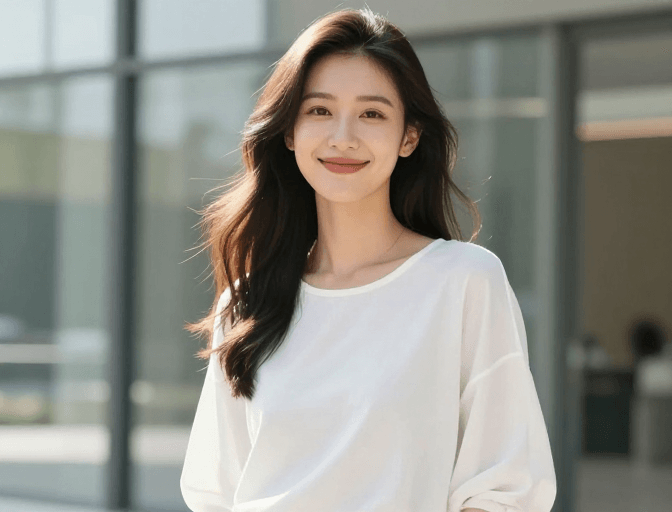 广告宣传用途素材：优雅亚洲女性肖像：侧逆光温暖光影