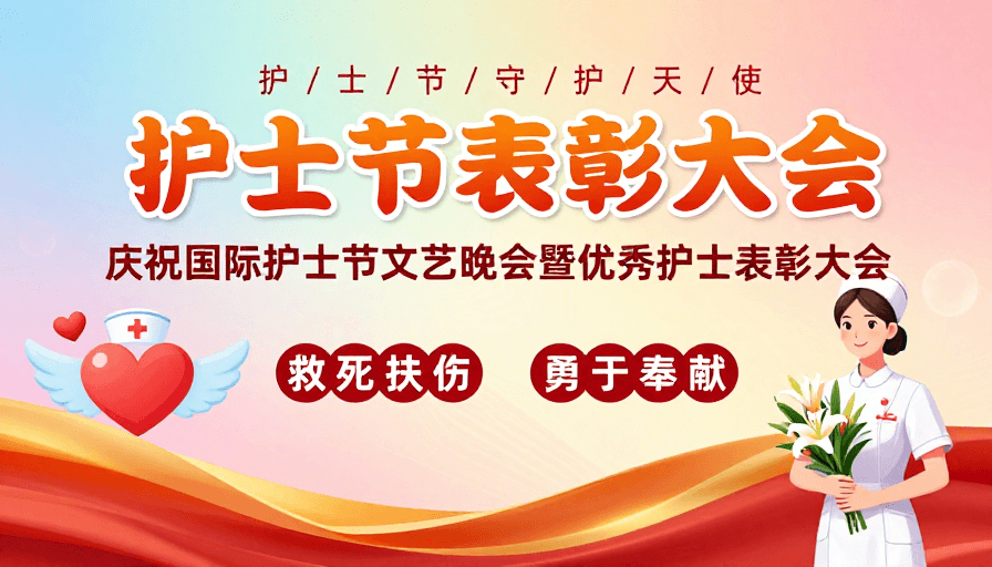 插画风格素材：暖色渐变中彰显关怀的护士节表彰大会
