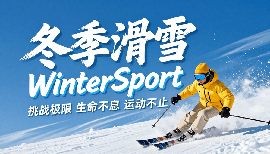 冬季素材：冬日冰雪狂欢：动感滑雪海报