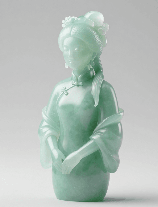 C4D渲染素材：新中式玉雕琉璃美人