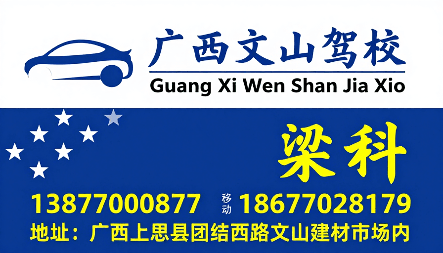 联系方式展示素材：广西文山驾校现代简约宣传海报